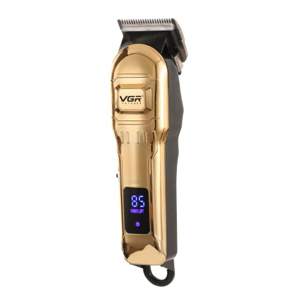 Aparat de tuns profesional VGR-V268, 10W, fara fir, afisaj LCD, 4 capete piepten, lama titan, incarcare USB