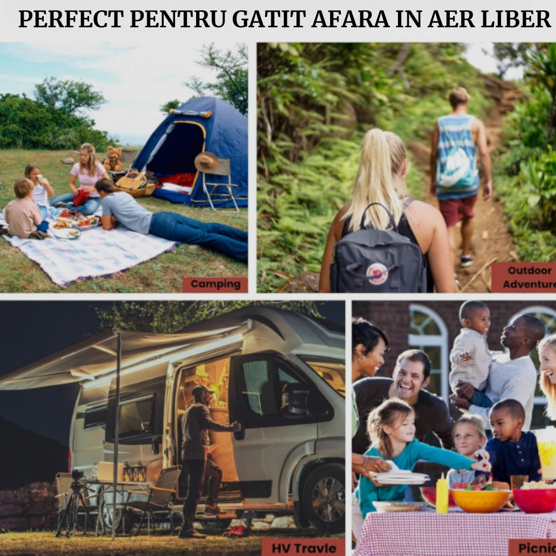 Aragaz Portabil Camping cu Valiza si 2 Cartuse Gaz Butan Gastech, Un Ochi, Aprindere Piezoelectrica, Putere 2.2 kW, Ideal pentru Drumetii, Gratar, Pescuit, Outdoor