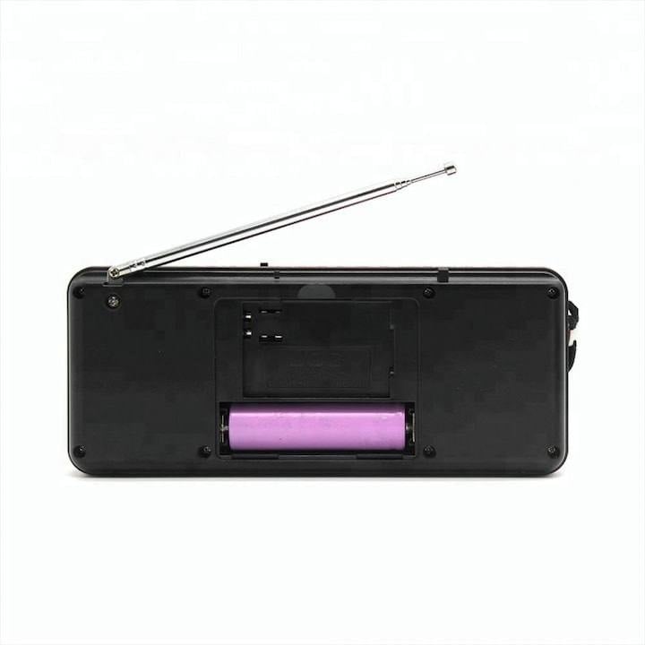 Radio portabil Smartix, USB, SD, Afisaj, Baterie reincarcabila, Negru/rosu