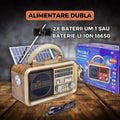 Radio portabil multifunctional XB-899 cu bluetooth, mp3, panou solar, lanterna integrata si suport telefon, 17.5 x 12 x 10 cm, Crem