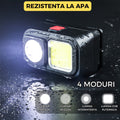 Lanterna de Cap LED + COB, Model D212, Reincarcabila USB, 7 Moduri, Acumulator 14500 Inclus, Luminozitate Ridicata