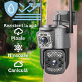 Camera Supraveghere WiFi Exterior 2 in 1 Viziune Duala, Full HD, Rezistenta la Apa, Compatibila Android/iOS