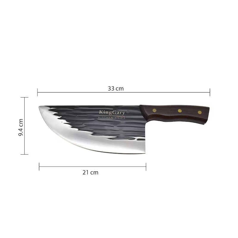 Set Profesional 2 Cutite, 1 Cutit Satar pentru Macelarie si Ascutitor Cutite 3 in 1, Dezosare si Filetare, Lama Curbata Forjata din Otel Carbon