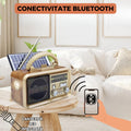 Radio portabil multifunctional XB-899 cu bluetooth, mp3, panou solar, lanterna integrata si suport telefon, 17.5 x 12 x 10 cm, Crem