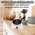 Aragaz portabil pe gaz cu un singur ochi, aprindere manuala si gratar metalic - ideal pentru camping, cabana si gatit in aer liber