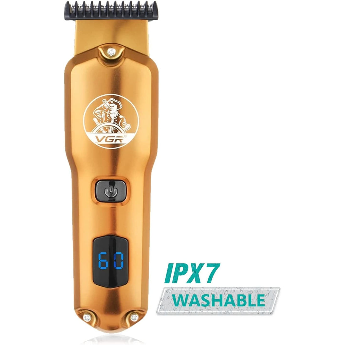 Masina profesionala de tuns VGR V927, USB, Display LCD, 4 capete interschimbabile, aurie, 600mAH