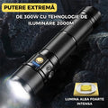 Lanterna LED profesionala, 300W, 7 moduri de iluminare, zoom telescopic, acumulator, incarcare USB, IP65