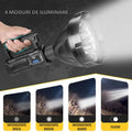 Lanterna LED Reincarcabila cu Maner si Functie Powerbank 4 Moduri de Iluminare, Rezistenta la Apa