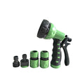 Pistol de Udat/Stropit cu 8 Functii, 4 Accesorii Incluse, Maner Ergonomic, 20 cm, Verde/Negru, Ideal pentru Irigarea Gradinii si Spalare Auto