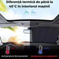 Parasolar auto retractabil tip acordeon protectie solara completa pentru parbriz, fixare rapida cu ventuze, dimensiune universala (65×150 cm)