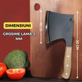 Satar Bucatarie Profesional, 30 cm, Otel Inoxidabil Groasa 3 mm, Maner Lemn Ergonomic, Ideal pentru Taiat si Spart Oase