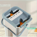 Set Galeata cu Storcator si Mop SUPER TRENDS®, 2 Cuve Pentru Spalare si Uscare Fara Atingere + 4 x Laveta Microfibra Reutilizabila, Gri