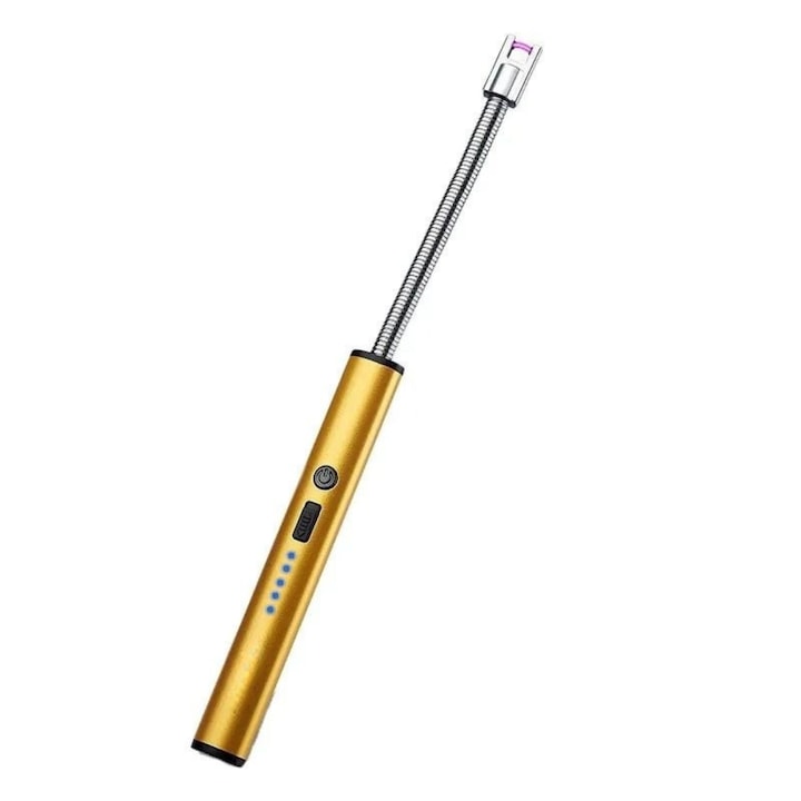 Bricheta Electrica USB cu Gat Flexibil, Fara Flacara, Reincarcabila, Sigura si Eco-Friendly, Gold