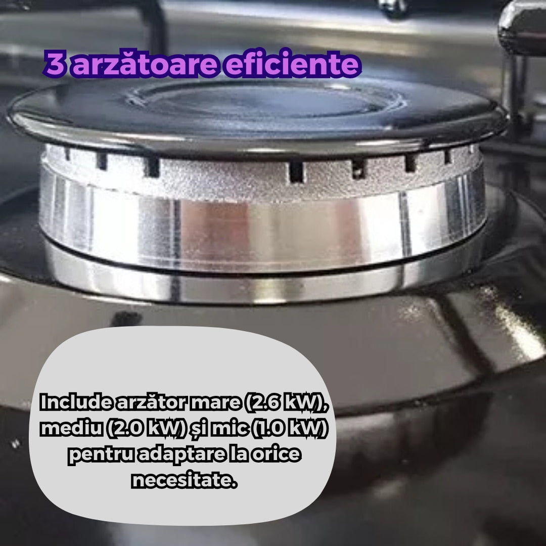 Aragaz Portabil cu 3 Ochiuri pe Gaz, Carcasa INOX si Capac, Set Complet cu Furtun, Regulator Presiune si Coliere, Ideal pentru Camping, Curte sau Bucatarie. Gri