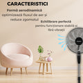 Ventilator Vertical cu Inaltime Reglabila 3 Trepte de Viteza, Design Modern, Silentios, Negru