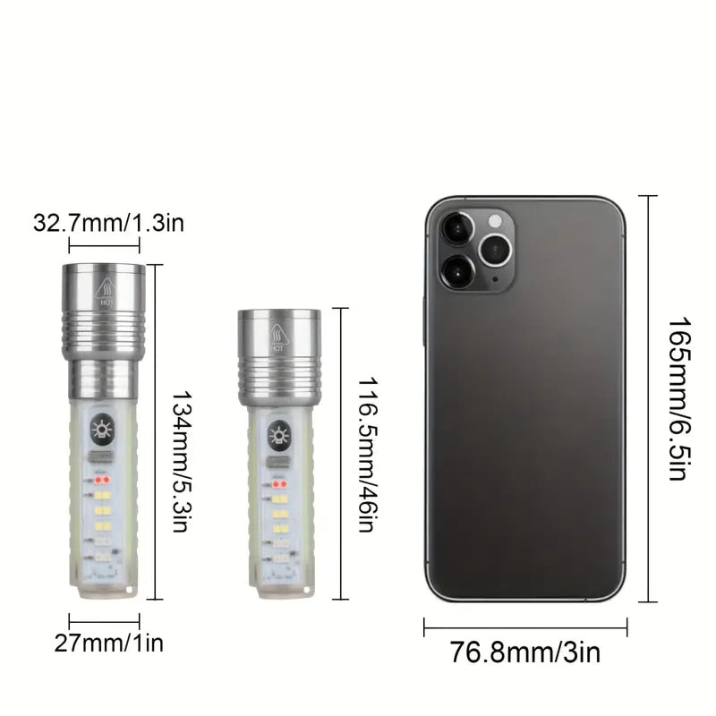 Lanterna mini puternica, cu leduri, magnetica, incarcare prin USB, zoom reglabil, transparenta